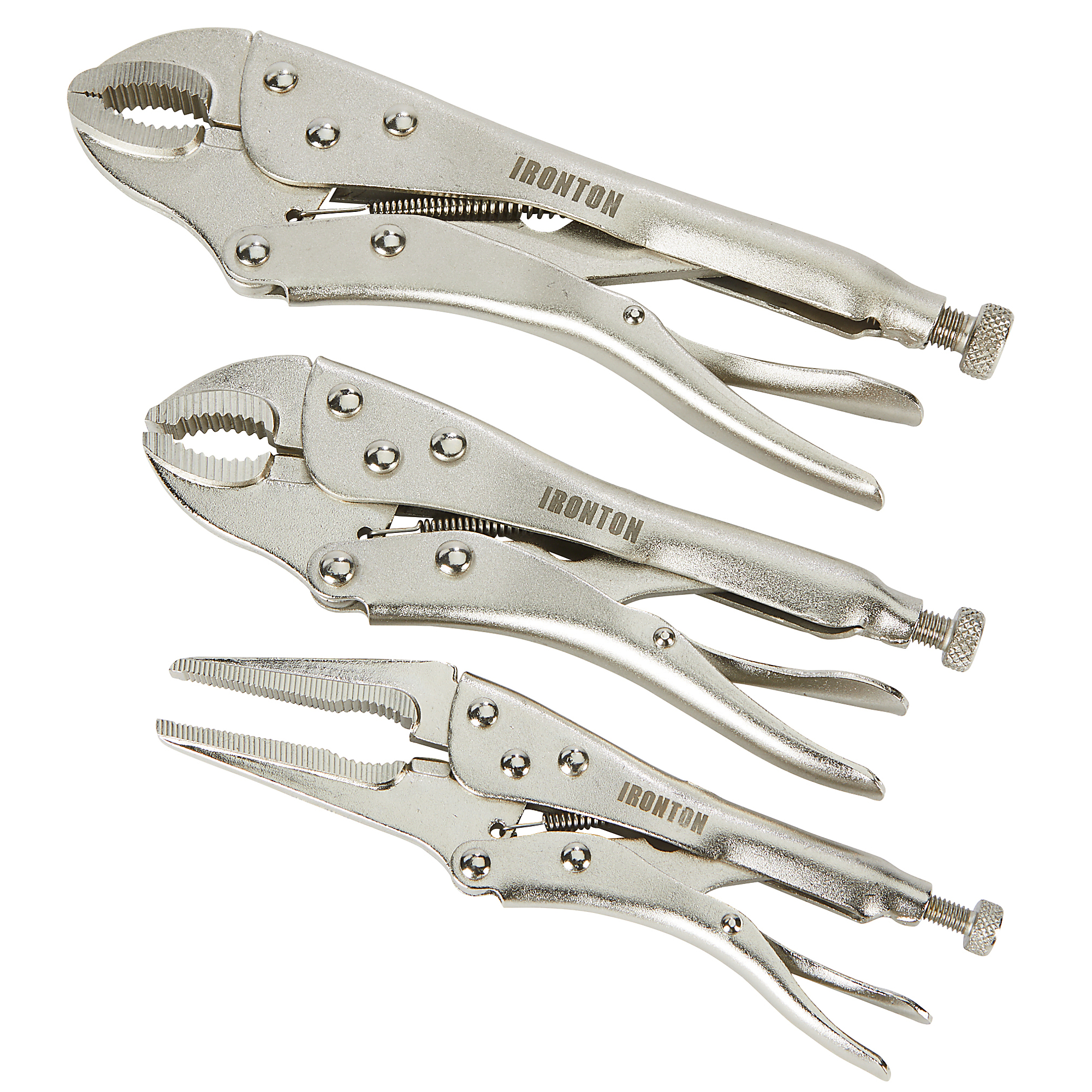 Ironton 3-Pc. Locking Pliers Set, Steel